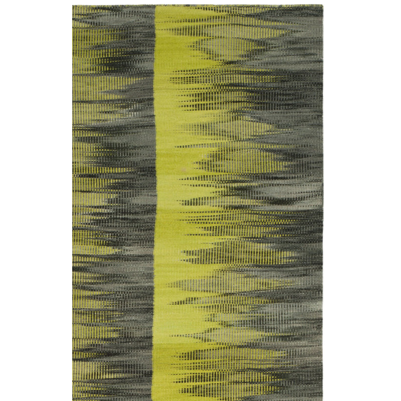 Tapis vert / gris anthracite en laine tissé à la main Maomina, Rectangle 4 pi x 6 pi