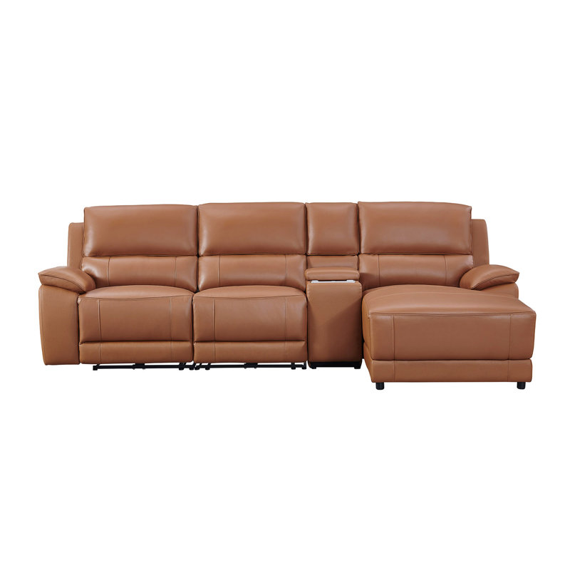 Carrabelle Leather Power Recliner Console,USB Port, Right Hand Facing, Adobe Genuine Leather