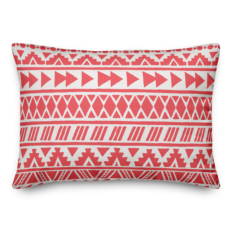  Coussin Aztec, Crème/rouge, Polyester/ Bourre en polyester