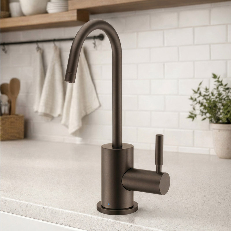  Whitehaus Point of Use Cold Water Drinking Faucet with Gooseneck Swivel Spout, Oil Rubbed Bronze
