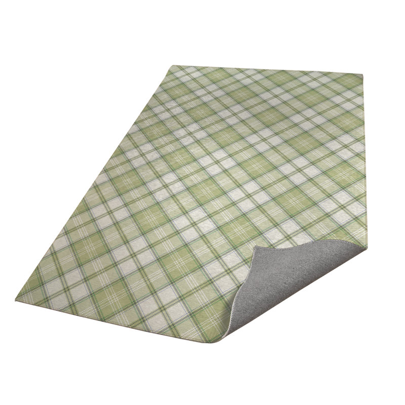 Diamond Plaid Kids Play Mat, Green, Rectangle 24" x 36"