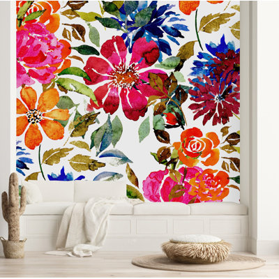 Panneau de papier peint adhésif 8,33 pi x l 100 po Brightly Flowers