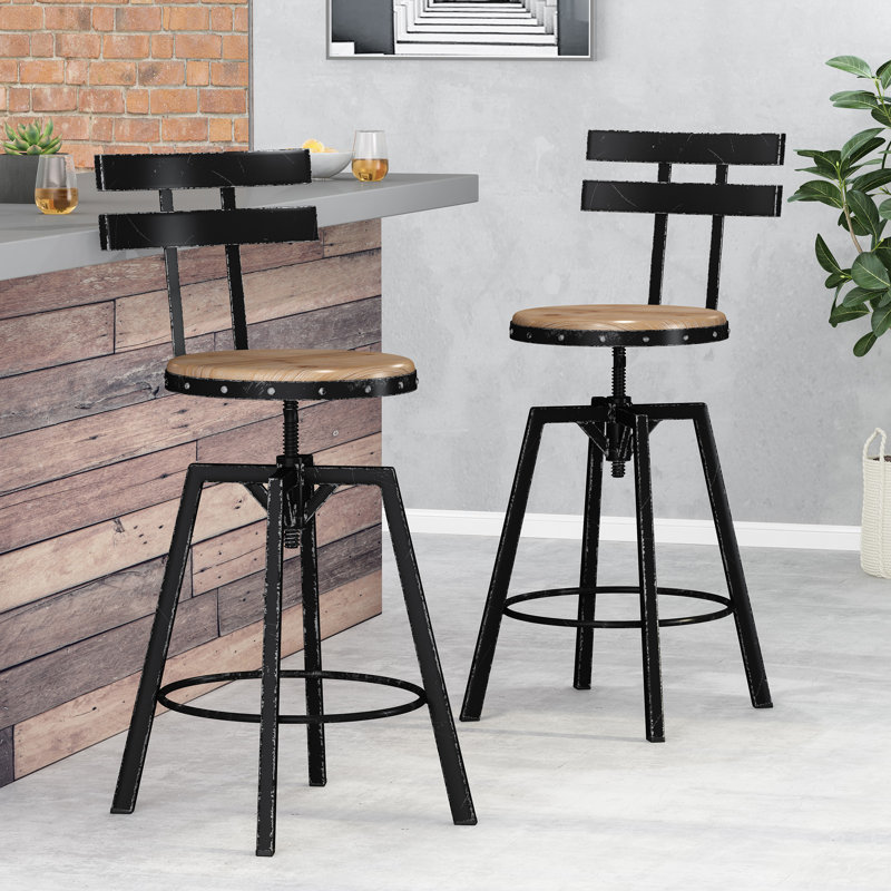 Keyosha Swivel  Adjustable Height Bar Stool, Natural, 1, Counter Stool ( Seat Height 25.5")
