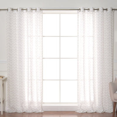 Affer Geometric Semi-Sheer Grommet Curtain Panels