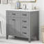Ensemble de meuble-lavabo 36 po avec lavabo, armoire de salle de bain avec tiroirs, structure solide et panneau de fibres à densité moyenne-1000318014