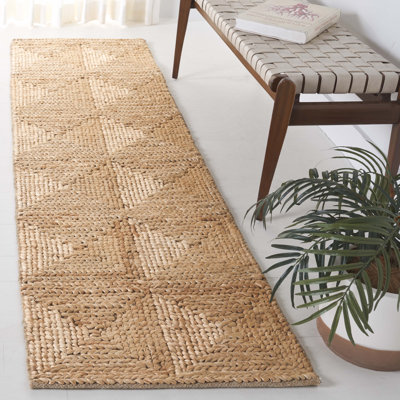 Aunye Natural Fiber Hand Loomed Jute/Cotton Geometric Rug in Natural