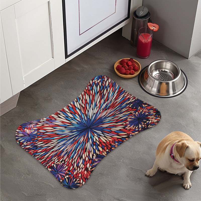 Tapis rouge, blanc, bleu et mosaïque - 1 pièce, Moyen (18 po)