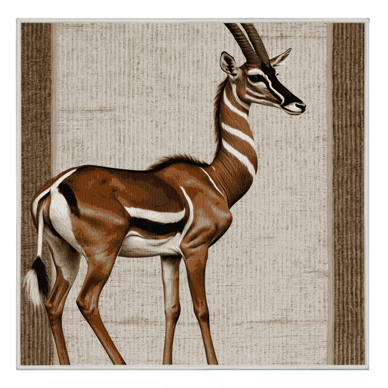 Washable Gerenuk Wildlife Area Rug, Square 7'