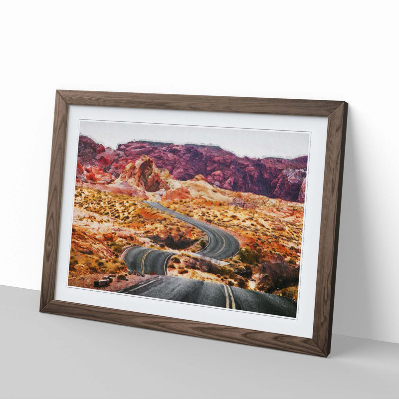 The Valley of Fire in Nevada - Picture Frame Painting Print, Walnut Framed, 27cm H x 36cm W x 2cm D