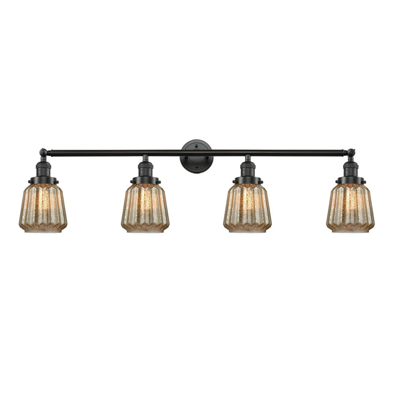 Vinson 4 - Light Dimmable Vanity Light, Mercury Plated, Satin Gold, 6 Watt Vinage LED Bulb