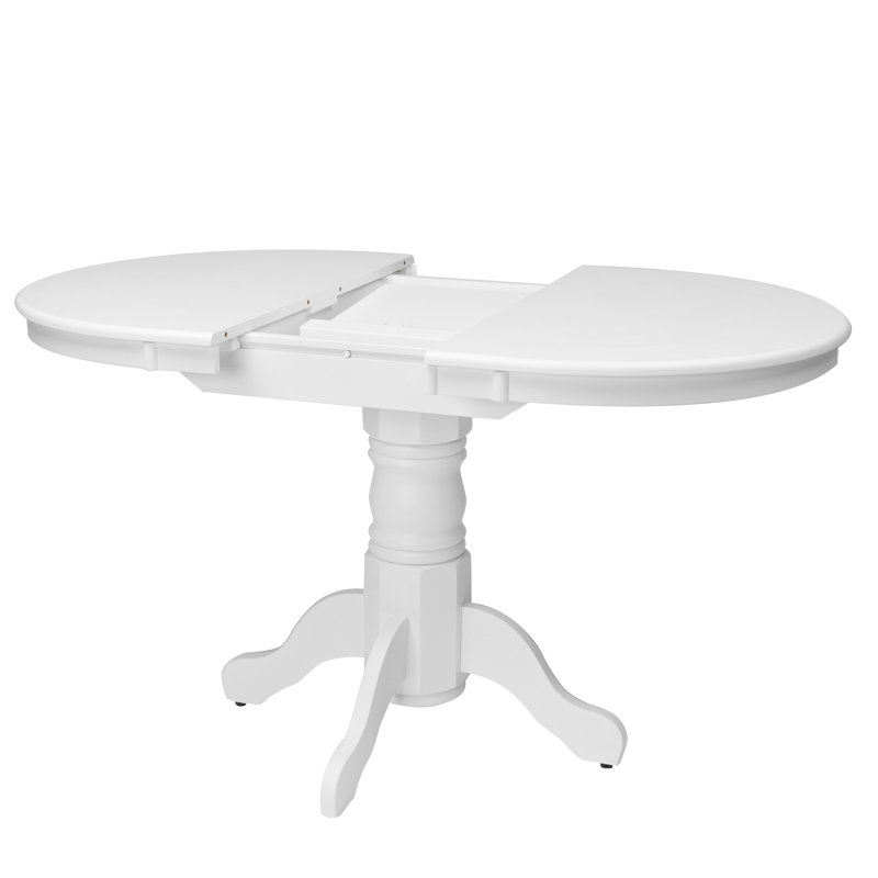Table de salle à manger à rallonge papillon avec piédestal Pico, Blanc