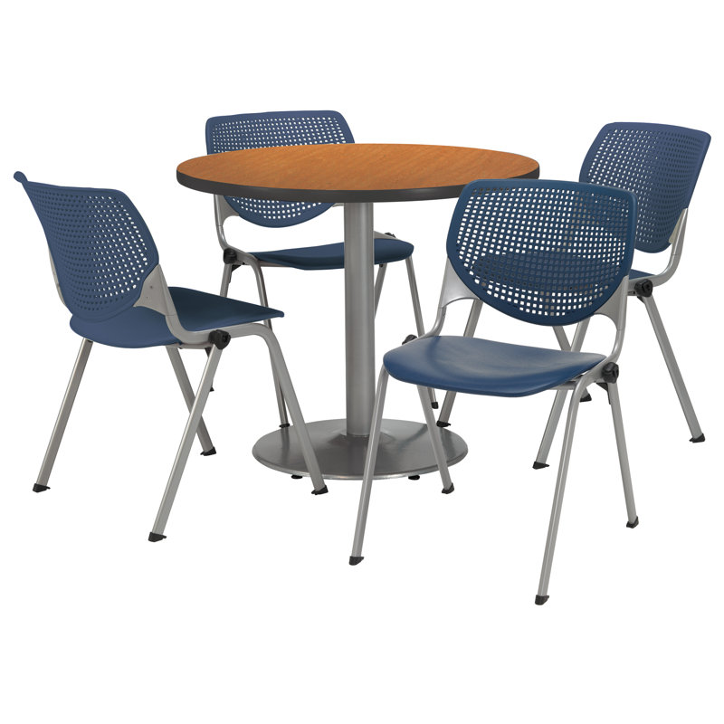 Table ronde pour salle de pause, Chêne moyen, L 36 po x P 36 po, Marine