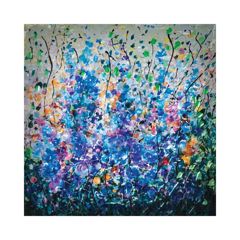 Blue Flowers, Sunshine, And Freedom - Wrapped Canvas Painting