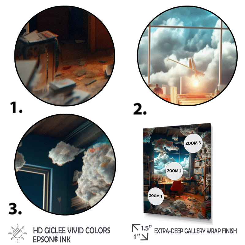 «Dreamy Office I» sur toile, H 20 po x l 12 po x P 1 po, Cadre doré à coins fermés