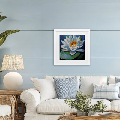 «Peaceful Lotus Flower», reproduction sous verre encadrée, design par Violeta Vollmer