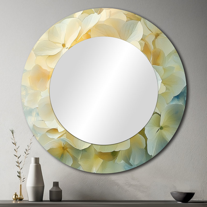 Hydrangea In Soft Focus Of Summer I - Floral Decorative Mirror Wall Art - Printed On Metal, 36" x 36"