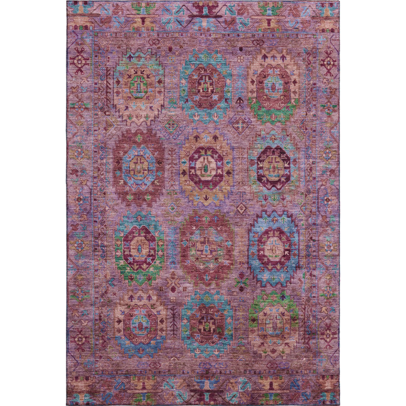 Premium Machine Washable Mayfield AMF2228 Panel Rug, Pink, 10' x 14'
