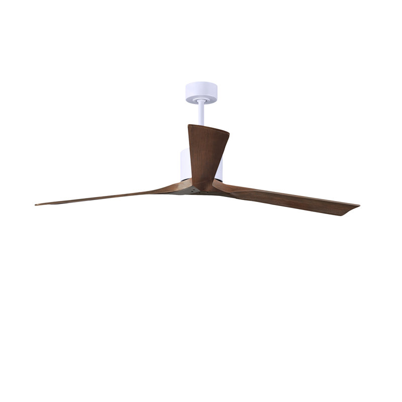 Nan XL 3 - Ventilateur de plafond, Blanc mat, Ton noyer