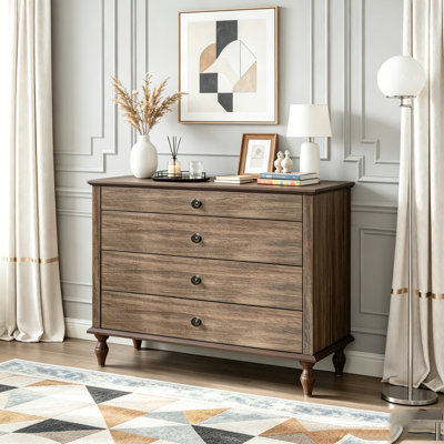 Large 4-Drawer Chest with Solid Wood Foot