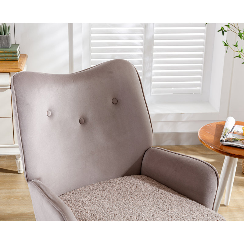 Fauteuil à oreilles Kiwanis en velours capitonné de 26,75 po de largeur, Velours gris clair