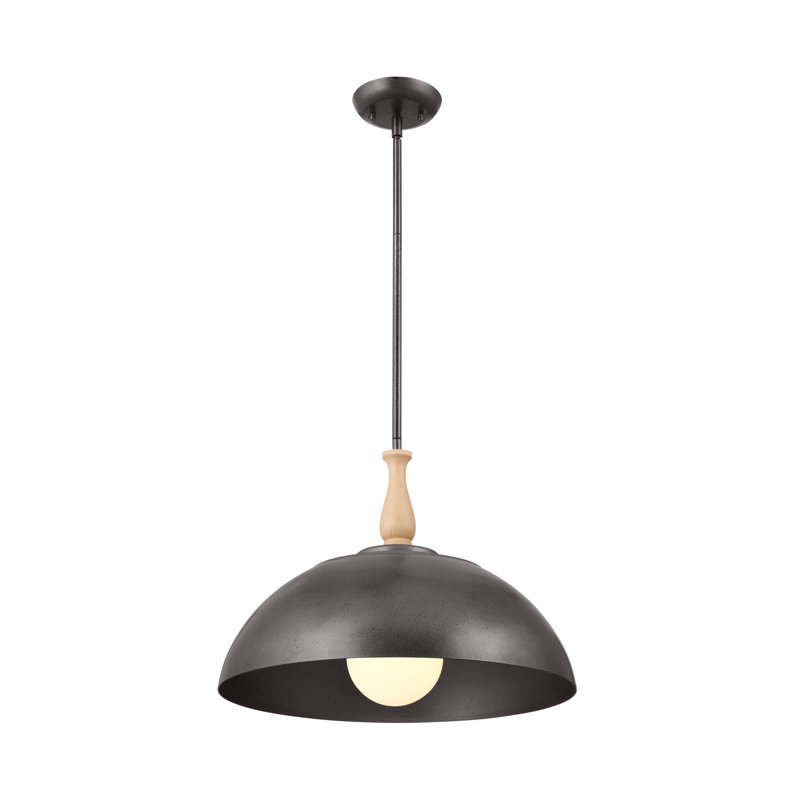 1 - Light Single Pendant, Anvil Iron, 16.25" H x 18" W x 18" D