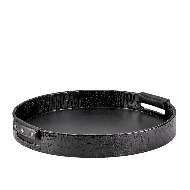 Round Decorative Tray, Black