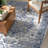 Machine Washable Non-Slip Oriental Blue/Beige Area Rug-1603410397