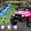 Enfants 12 V montés sur camion avec télécommande, deux moteurs, deux vitesses, lumières DEL et suspension à ressort-132758522
