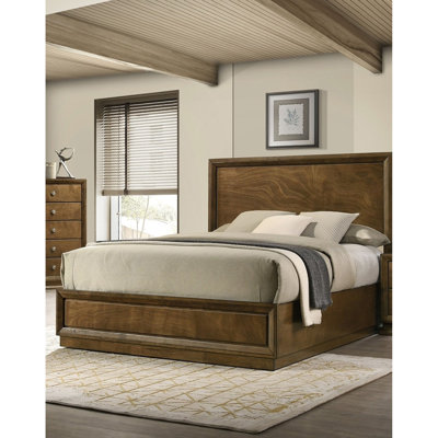 Lit à panneau grand en noyer de 1 pièce, cadre de lit en bois d'hévéa massif avec tête de lit haute et placage, aménagement de chambre à coucher transitionnel avec élément décoratif décoratif