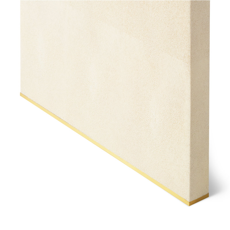 Cream Shagreen Console Table with Brass Detailing