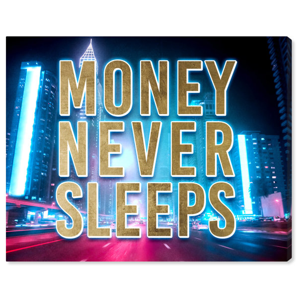 Wynwood Studio Money Never Sleeps Neon City On Canvas by Oliver Gal