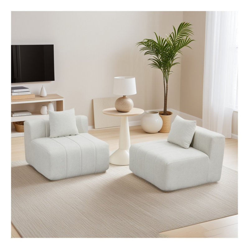 Ensemble de canapé modulaire avec coussins Chenille, Beige