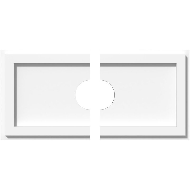 18"W x 9"H x 3"ID x 6 1/4"C x 1"P Rectangle Architectural Grade PVC Contemporary Ceiling Medallion, Two Piece