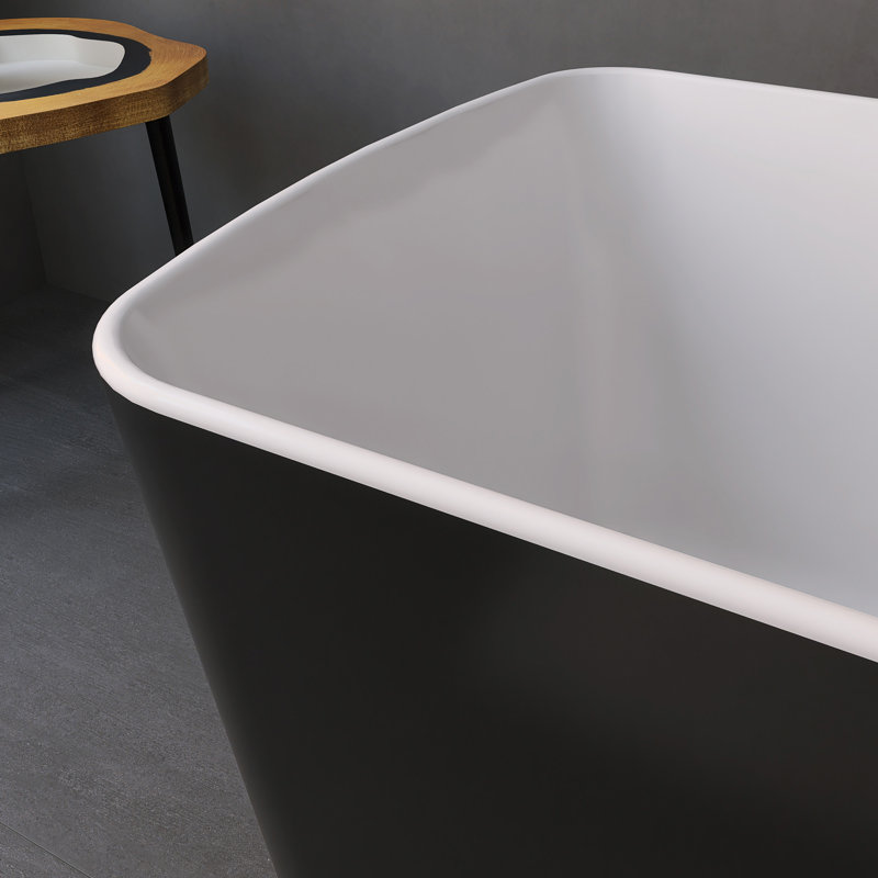 49'' X 28'' Acrylic Freestanding Soaking Bathtub, Glossy Black