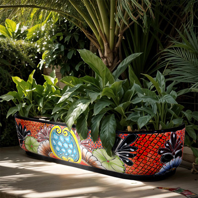 Desert Bloom Talavera Oval Planter in Orange 