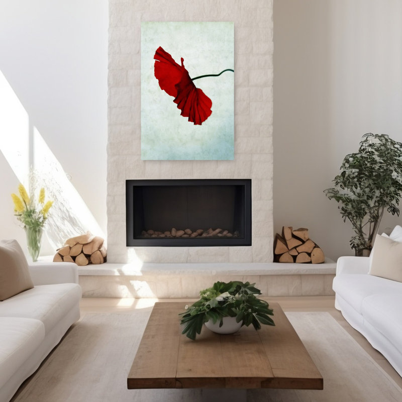 Art contemporain, art moderne de rêve, coquelicot moderne, fleur de nature, H 48 po x l 32 po