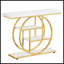 41.3-Inch Industrial Console Table With 4 Tiers, Circle Base, And White & Gold Finish For Modern Living Spaces