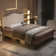 Alair Platform Bed Frame With Adjustable Sheepskin Fabric Headboard