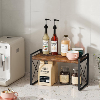 Étagère de comptoir, étagère à épices, support d'armoire de style rétro, brun rustique