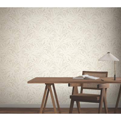 Papier peint floral avec auvent crème