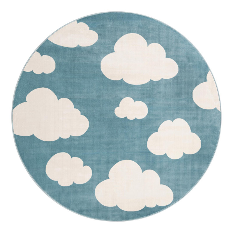 Unique Loom Clouds Whimsy Kids Rug, Round 7'10"