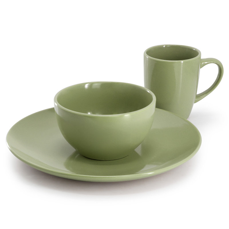 Service de table en grès 12 pièces Gibson Home Everyday Plus , Vert sauge