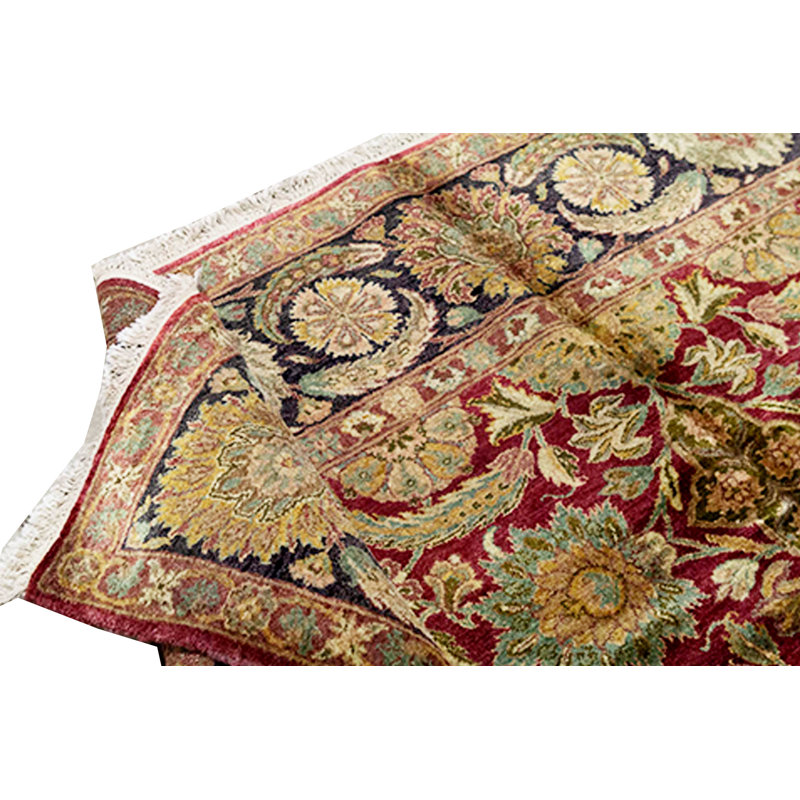 Tapis rouge et noir noué à la main de haute qualité