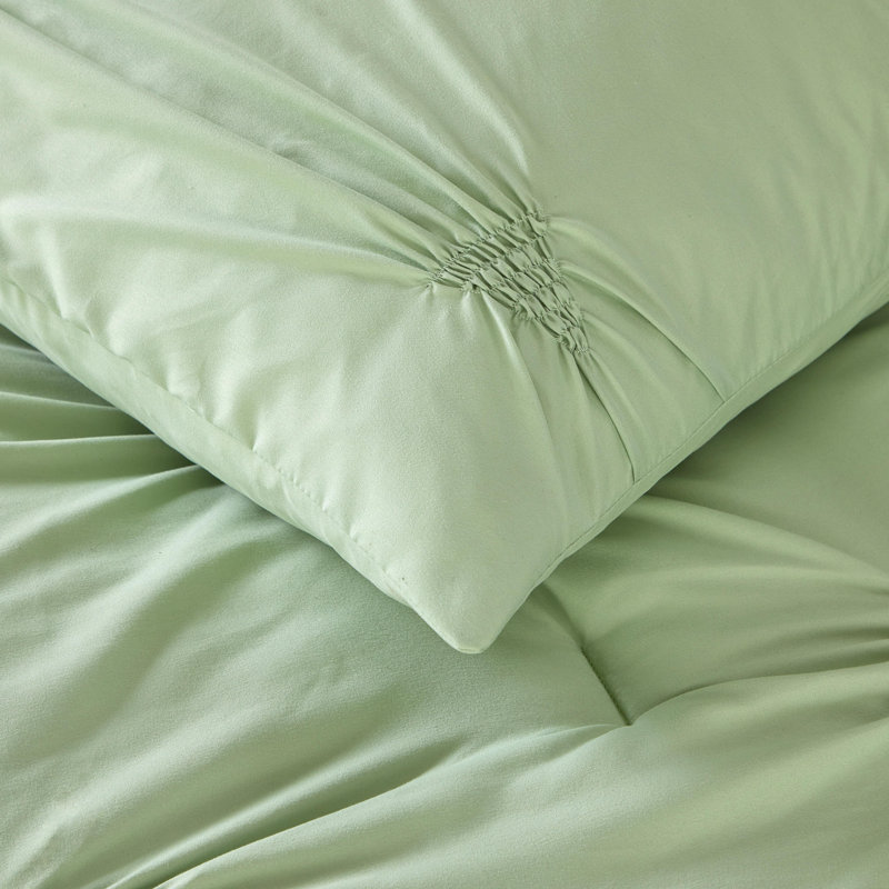 Nargiz Polyester Comforter Set, Queen Comforter + 6 Additional Pieces, Matcha