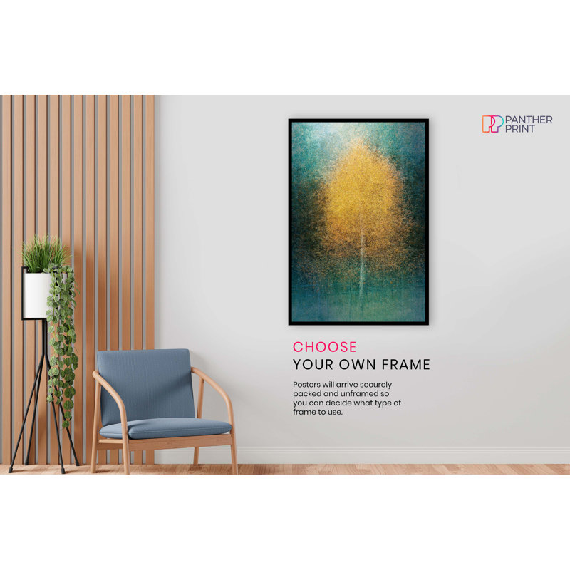 Panther Print Fine Art Prints Painterly Yellow Tree In Autum Artistic Unframed Poster, Pictures For Home Walls, Bedroom, Living Room & Bathroom Decor - No Frame Print