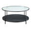Tables basses et de bout modernes: 2 pièces avec plateau en verre trempé noir et table d'appoint en métal