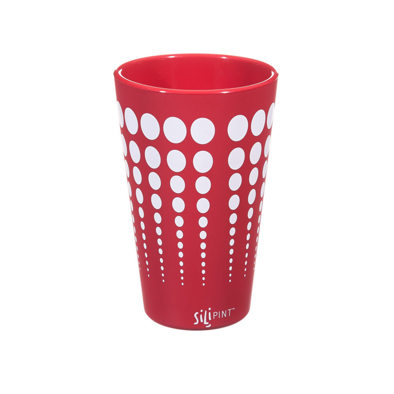 16oz. Drinking Glass, Burgundy / White