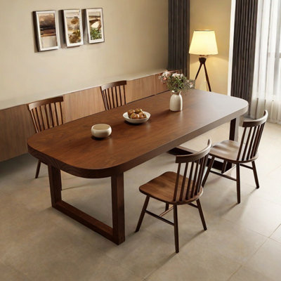 Solid wood round corner dining table rectangular