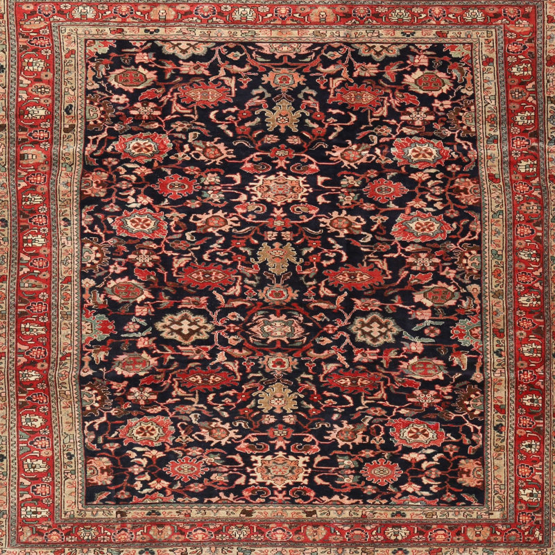 Rouge oriental/noir/brun Tapis décoratif Absolom, Rond 5 pi