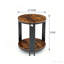 Table d'appoint ronde à deux niveaux en bois de 50 cm (19,7 po) avec cadre en métal noir de style industriel-2004013944